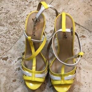Hot Yellow and White Strapped High Heels!